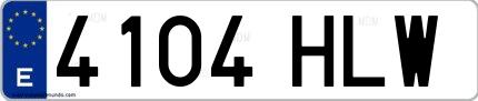 Ejemplo de matrícula española 4104 HLW