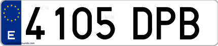 Ejemplo de matrícula de coche ordinaria 4105 DPB