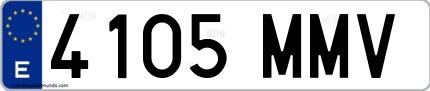 Ejemplo de matrícula española 4105 MMV