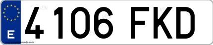 Ejemplo de matrícula española 4106 FKD