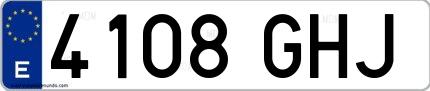 Ejemplo de matrícula española 4108 GHJ