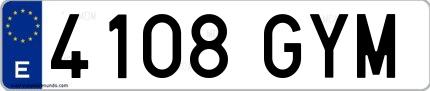 Ejemplo de matrícula española 4108 GYM