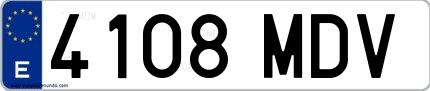 Ejemplo de matrícula española 4108 MDV