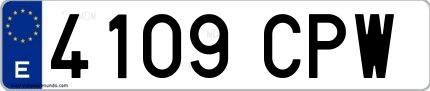Ejemplo de matrícula española 4109 CPW