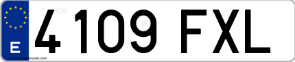 Ejemplo de matrícula de coche ordinaria 4109 FXL