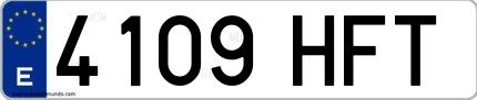 Ejemplo de matrícula española 4109 HFT