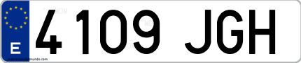 Ejemplo de matrícula de coche ordinaria 4109 JGH