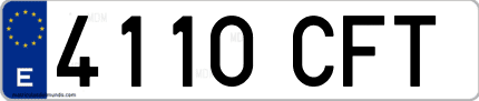 Ejemplo de matrícula de coche ordinaria 4110 CFT