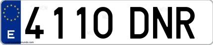Ejemplo de matrícula española 4110 DNR