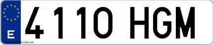 Ejemplo de matrícula española 4110 HGM