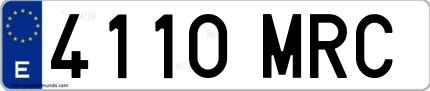 Ejemplo de matrícula española 4110 MRC