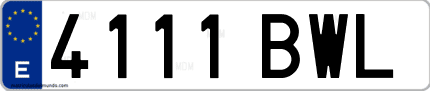 Ejemplo de matrícula de coche ordinaria 4111 BWL
