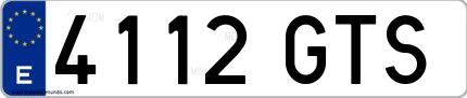 Ejemplo de matrícula española 4112 GTS