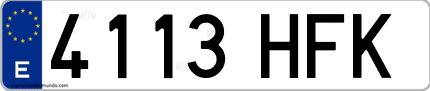 Ejemplo de matrícula de coche ordinaria 4113 HFK
