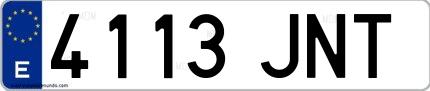Ejemplo de matrícula española 4113 JNT