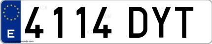 Ejemplo de matrícula española 4114 DYT
