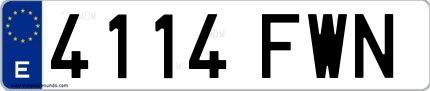 Ejemplo de matrícula española 4114 FWN