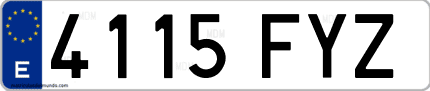 Ejemplo de matrícula de coche ordinaria 4115 FYZ
