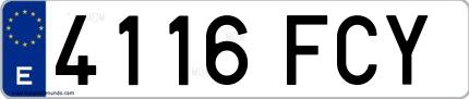 Ejemplo de matrícula española 4116 FCY