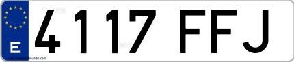 Ejemplo de matrícula española 4117 FFJ