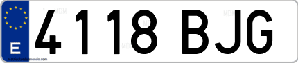 Ejemplo de matrícula de coche ordinaria 4118 BJG