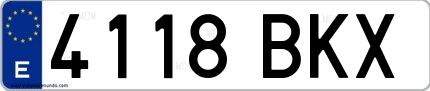 Ejemplo de matrícula española 4118 BKX