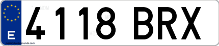 Ejemplo de matrícula de coche ordinaria 4118 BRX