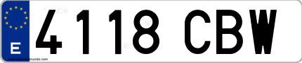 Ejemplo de matrícula de coche ordinaria 4118 CBW