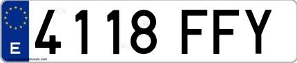 Ejemplo de matrícula española 4118 FFY