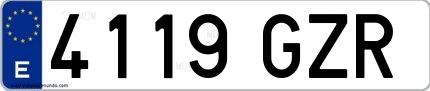 Ejemplo de matrícula española 4119 GZR