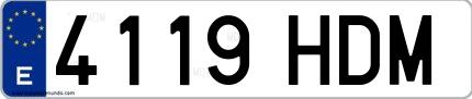 Ejemplo de matrícula española 4119 HDM