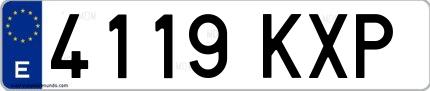 Ejemplo de matrícula española 4119 KXP