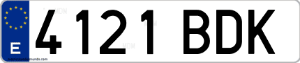 Ejemplo de matrícula de coche ordinaria 4121 BDK