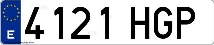 Ejemplo de matrícula española 4121 HGP