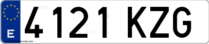 Ejemplo de matrícula de coche ordinaria 4121 KZG