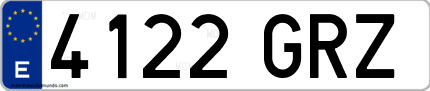Ejemplo de matrícula de coche ordinaria 4122 GRZ