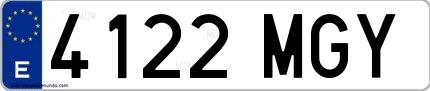 Ejemplo de matrícula española 4122 MGY