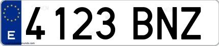 Ejemplo de matrícula española 4123 BNZ