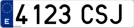 Ejemplo de matrícula de coche ordinaria 4123 CSJ