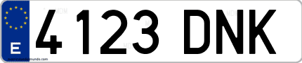 Ejemplo de matrícula de coche ordinaria 4123 DNK
