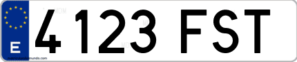 Ejemplo de matrícula de coche ordinaria 4123 FST