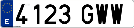 Ejemplo de matrícula de coche ordinaria 4123 GWW