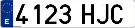 Ejemplo de matrícula de coche ordinaria 4123 HJC