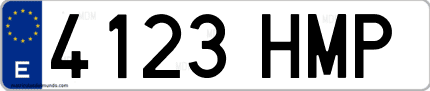 Ejemplo de matrícula de coche ordinaria 4123 HMP