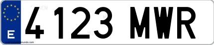 Ejemplo de matrícula española 4123 MWR