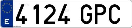 Ejemplo de matrícula española 4124 GPC