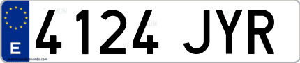 Ejemplo de matrícula de coche ordinaria 4124 JYR