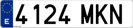 Ejemplo de matrícula española 4124 MKN