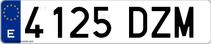 Ejemplo de matrícula de coche ordinaria 4125 DZM