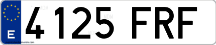 Ejemplo de matrícula de coche ordinaria 4125 FRF